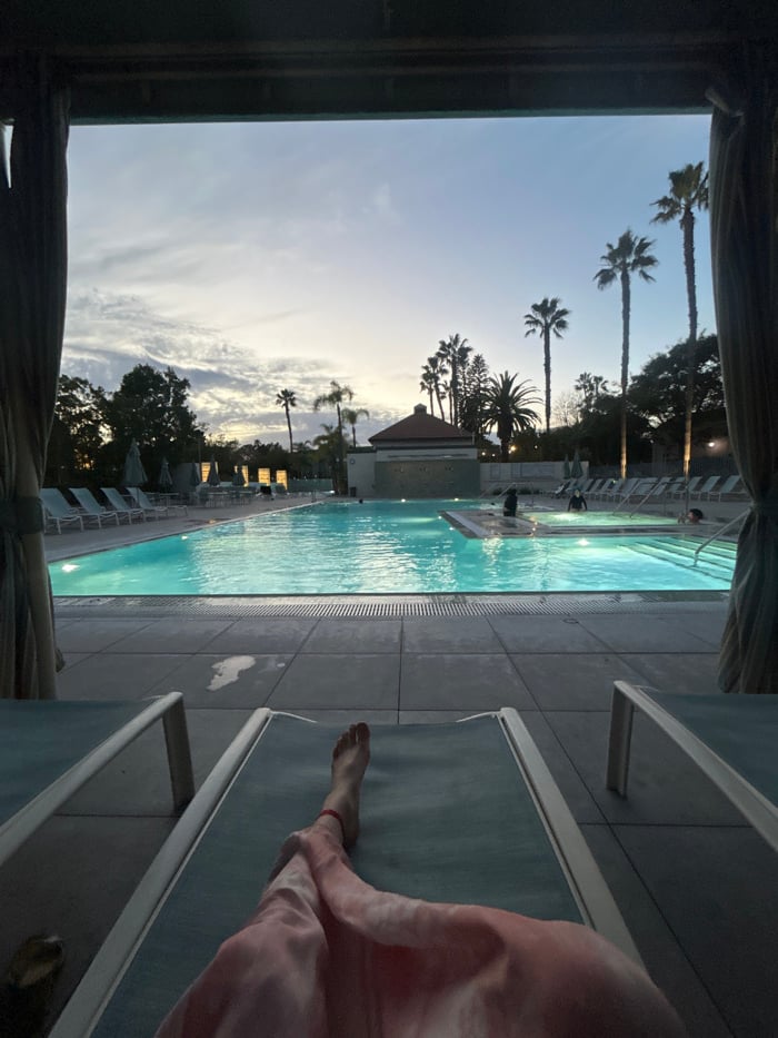 Woman films selfies during late-night pool visit in Los Angeles