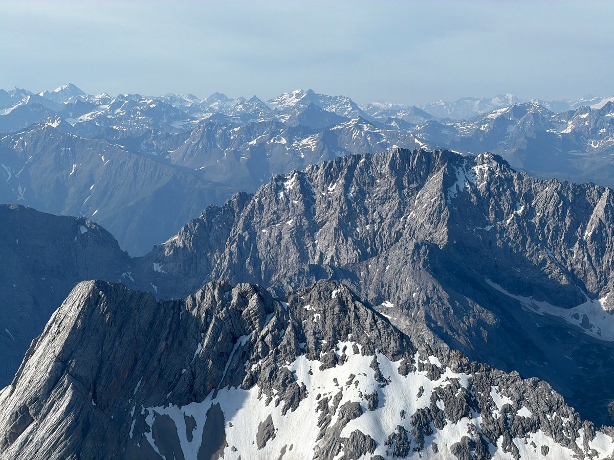 Zugspitze peak views from Grainau on a clear June morning