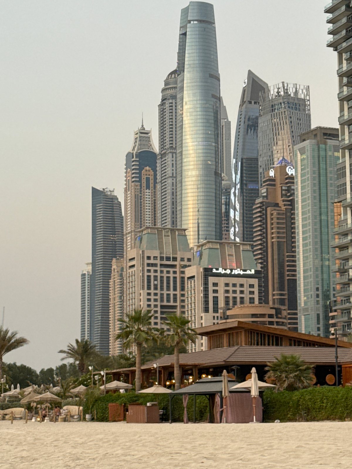 Dubai beachfront and Ain Dubai at golden hour