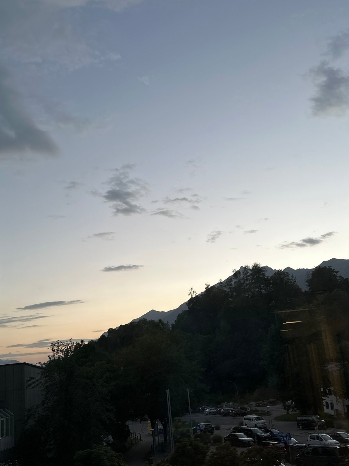Sunset over the Alps, evening at a Garmisch medical facility