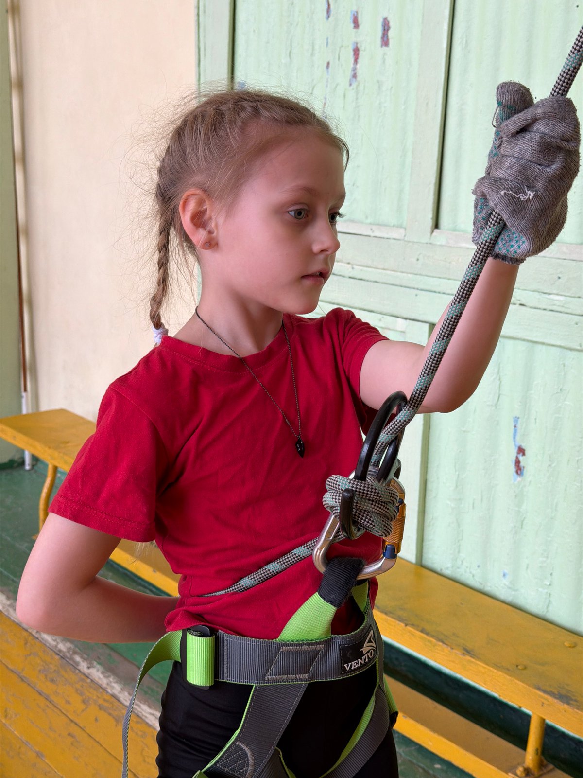 Children participate in climbing activities at Izhevsk gymnasium