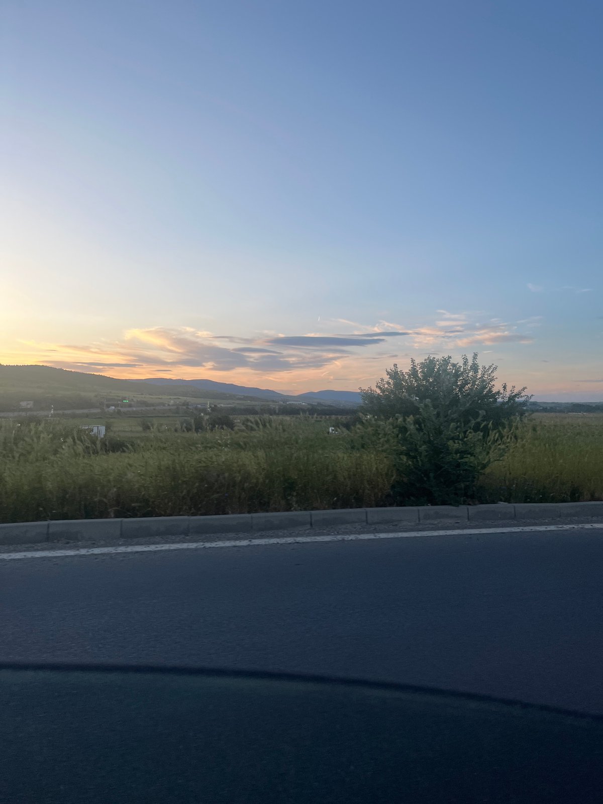 Twilight roadside scenes captured near Pokrovnik, Bulgaria