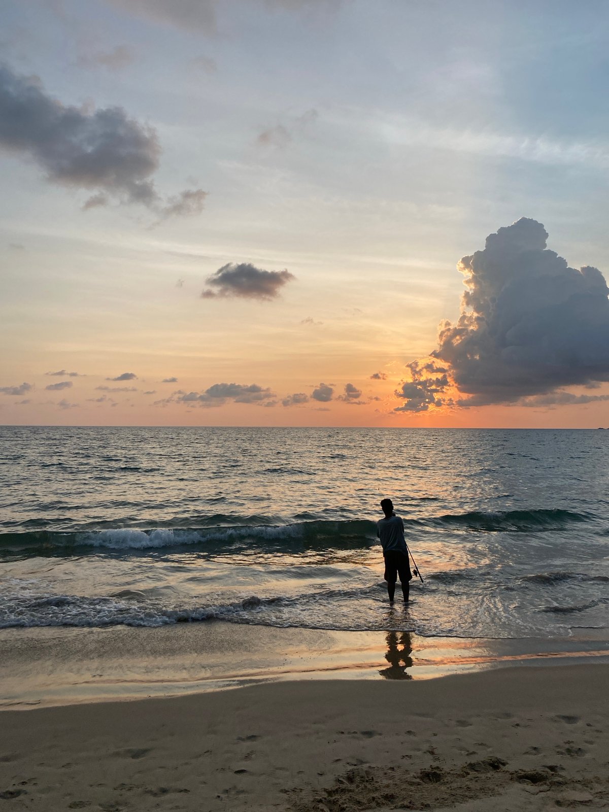 Sunset Beach Scene Documented in Choeng Thale, Thailand