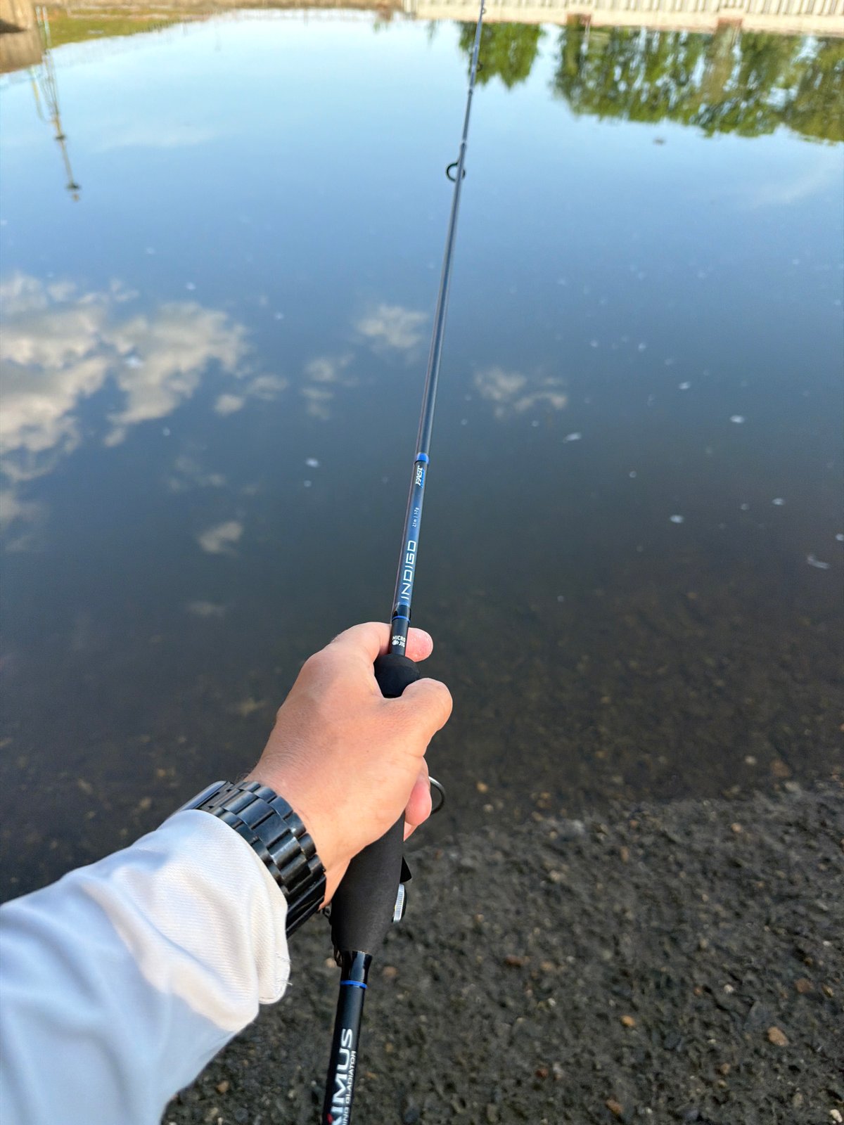 Angler spotted fishing at Chaikovsky waterside location