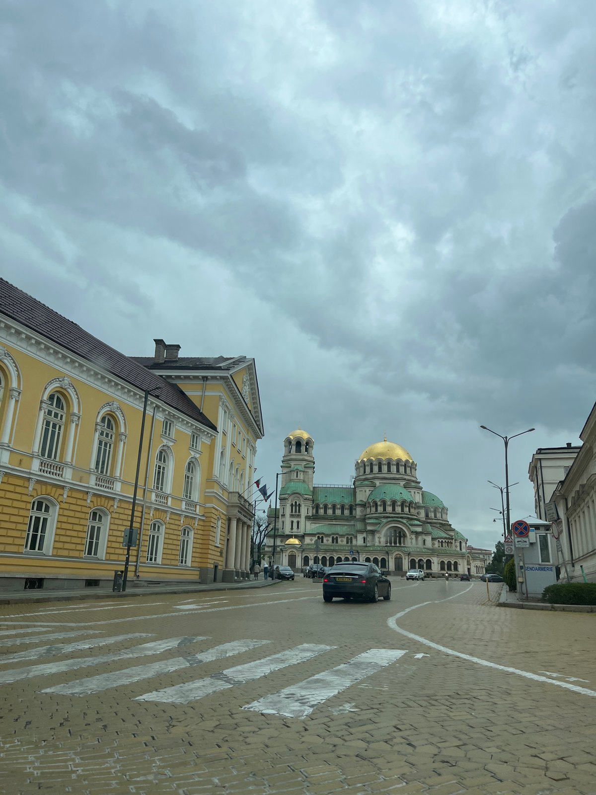 Alexander Nevsky Cathedral photographed in Sofia under cloudy skies