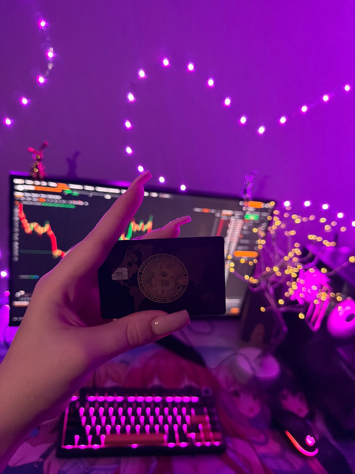 Crypto cards and trading charts in Nikolo-Beryozovka