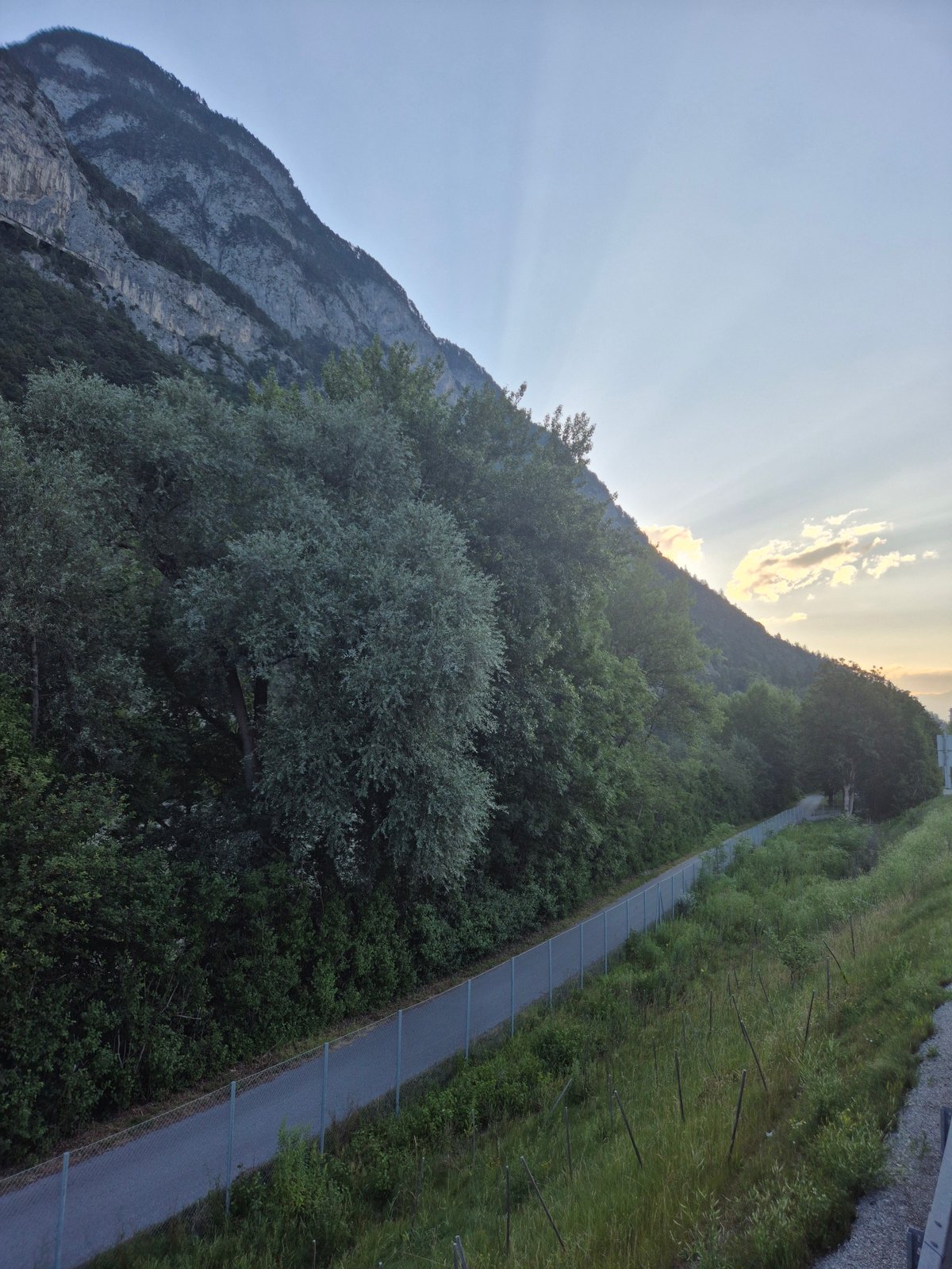 Mountain road and trail through rocky Tyrolean terrain