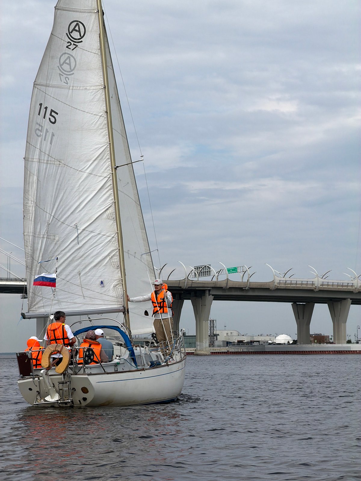 White sailboat with crew spotted on Saint Petersburg waters