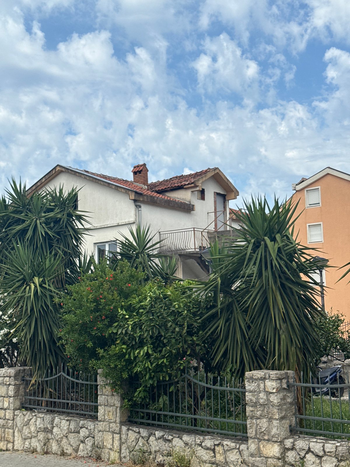 Morning walk documented through residential Budva, Montenegro neighborhoods