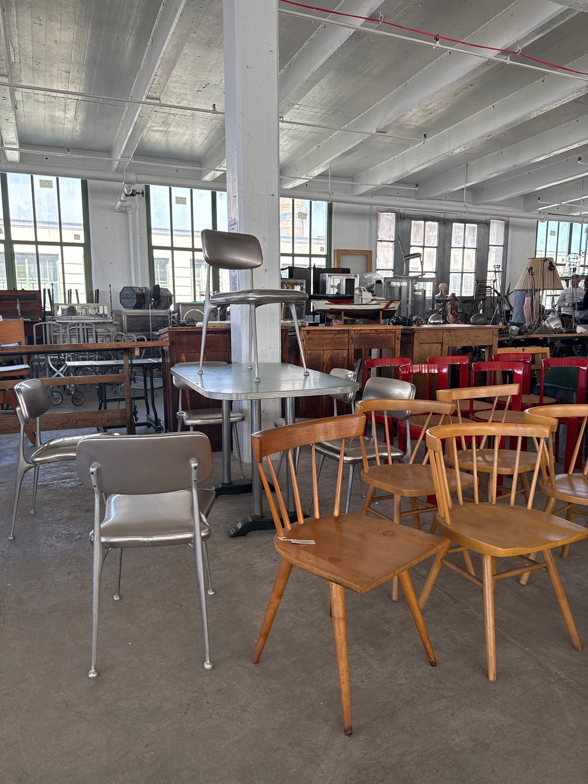 NYC warehouse stores furniture alongside anatomical educational models