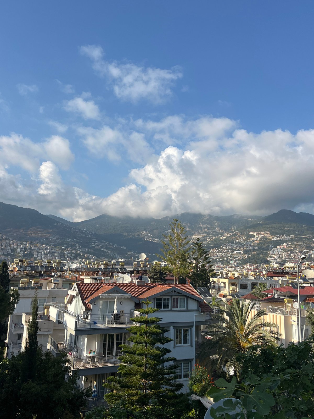 Panoramic views captured of coastal Alanya, Turkey on sunny day
