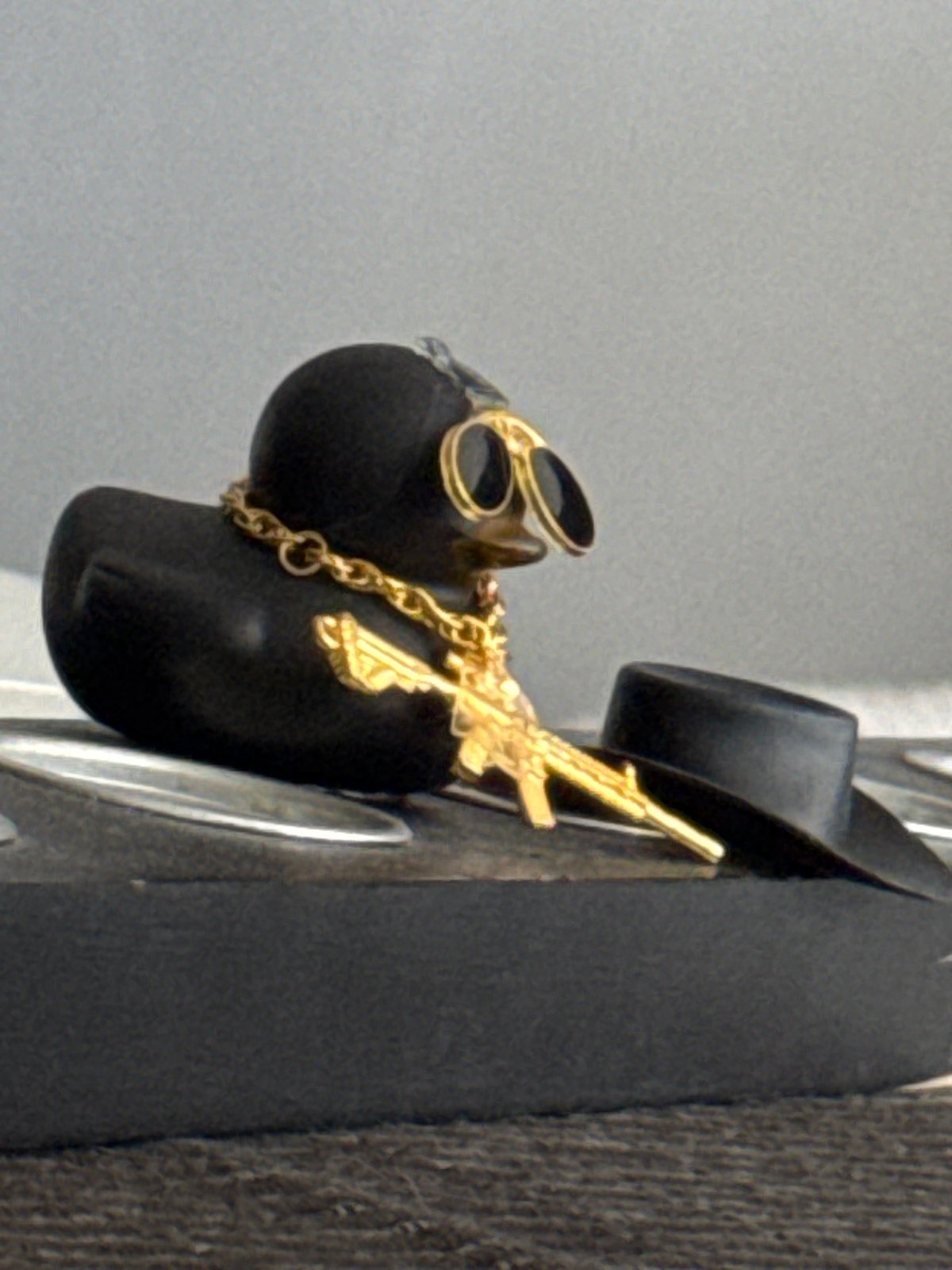 Decorated figurines on a monitor in a Varna workspace