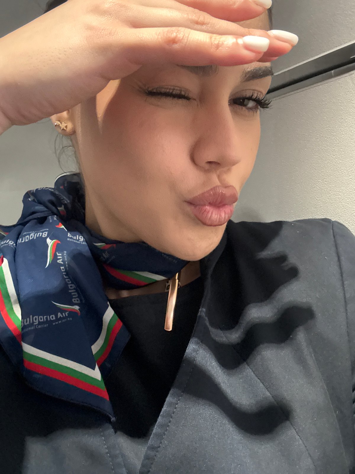 Woman spotted wearing Bulgaria Air scarf in Sofia