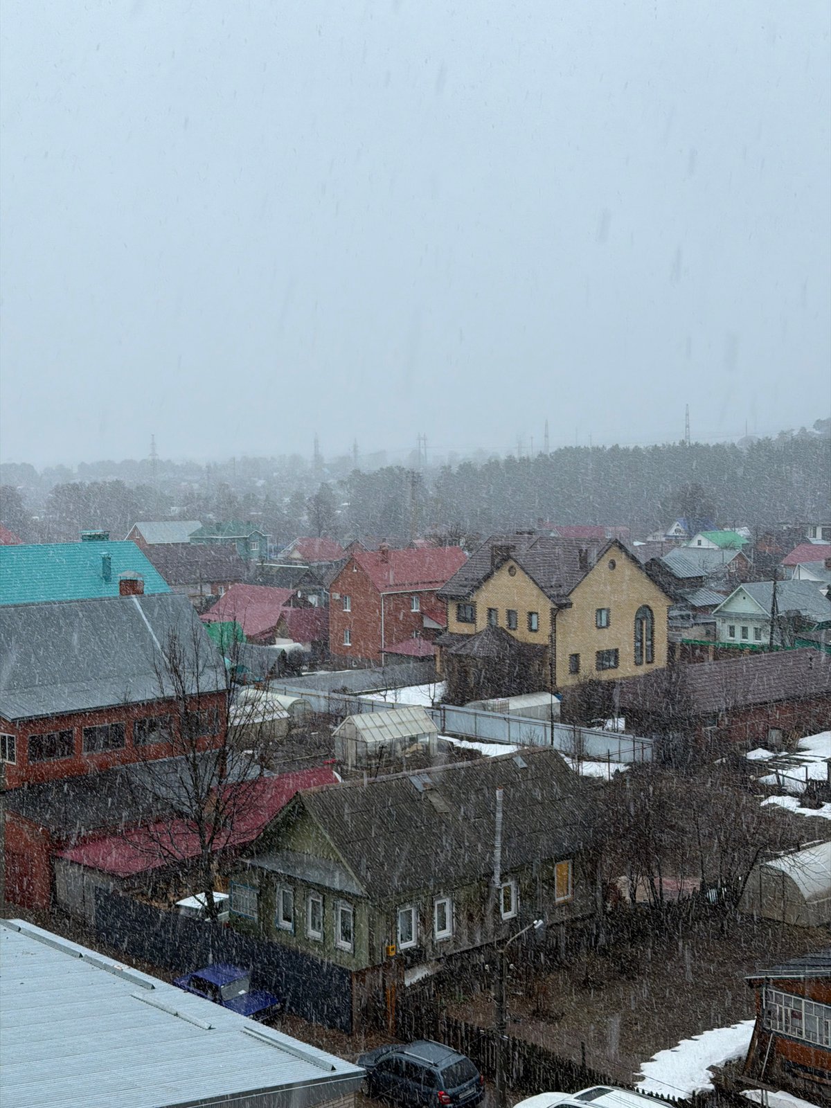 Spring weather transition from snow to rain observed in Chaikovsky