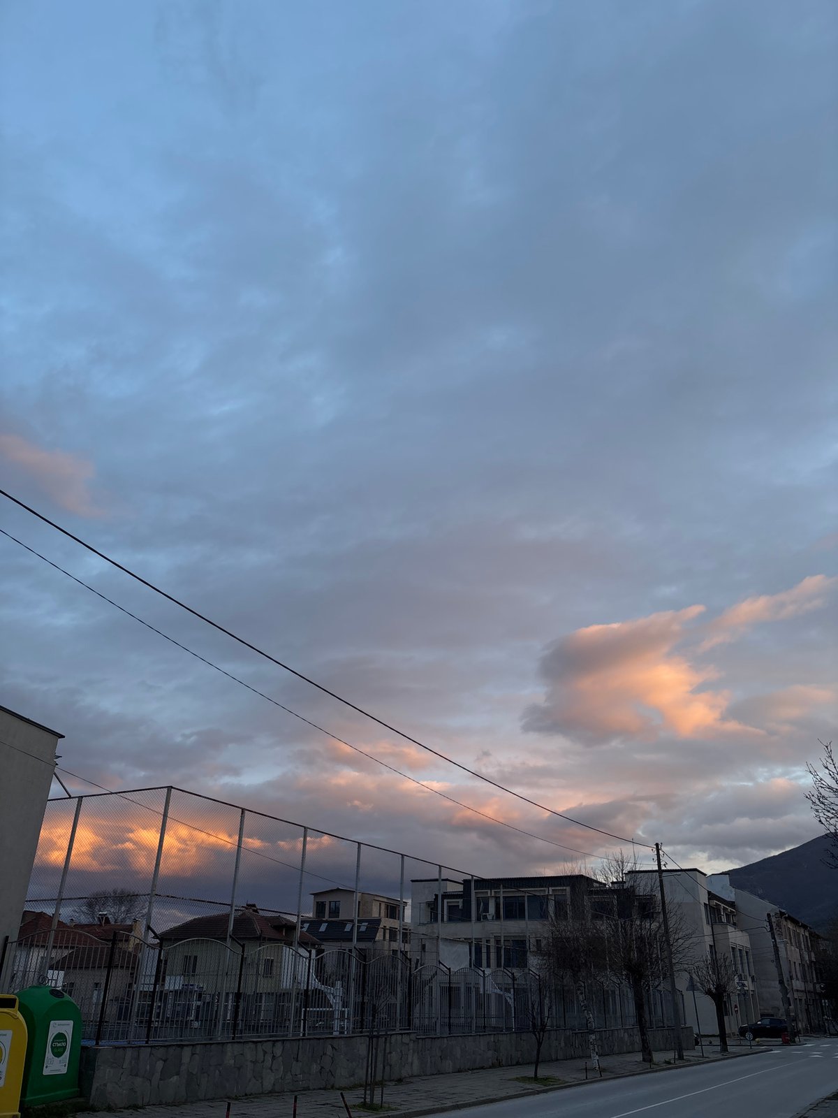 Dusk street scenes captured in Goce Delchev, Bulgaria