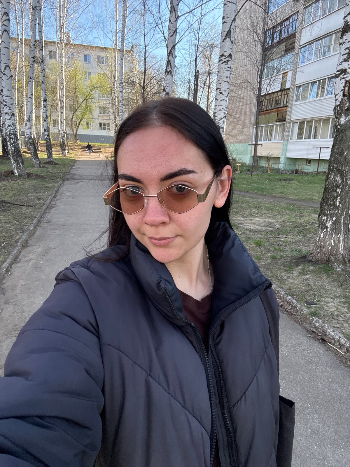 Woman takes outdoor selfie in Chaikovsky, Russia