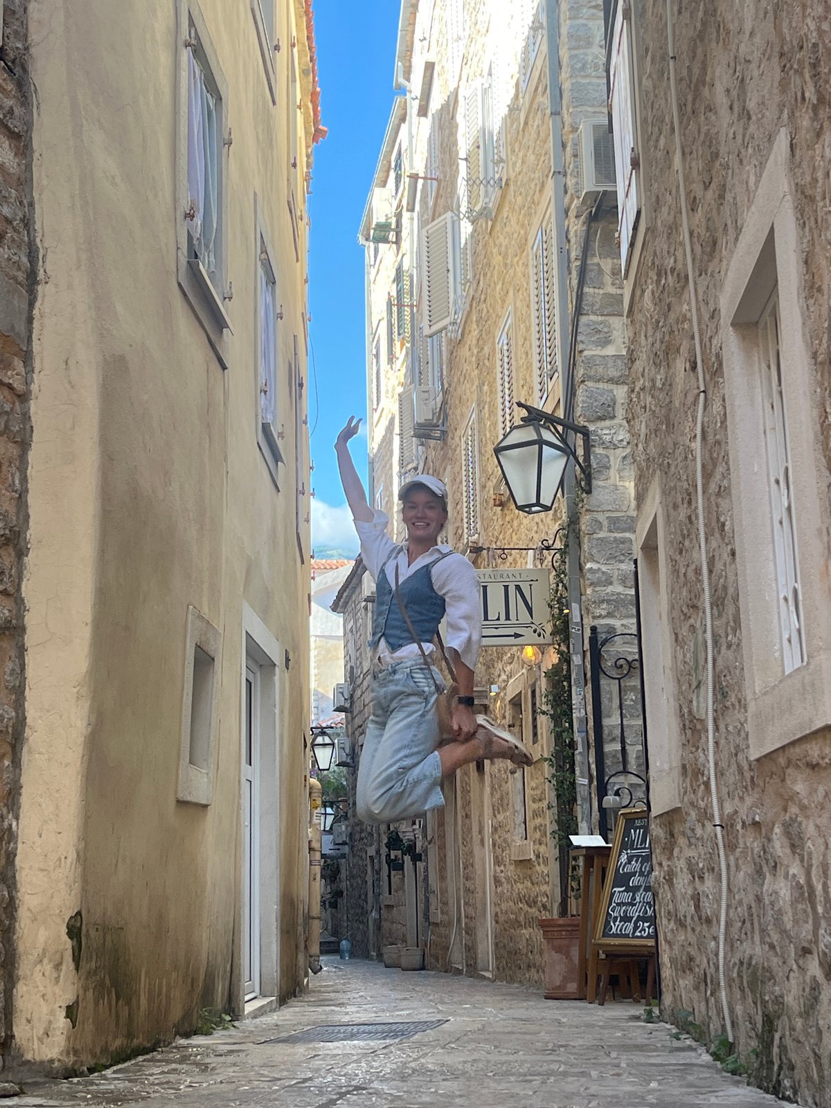 Afternoon stroll through Budva's historic stone streets documented