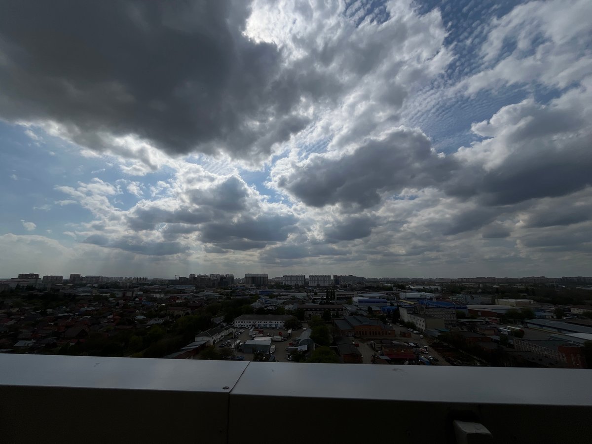 Elevated city views captured from balcony in Penzenskaya, Russia