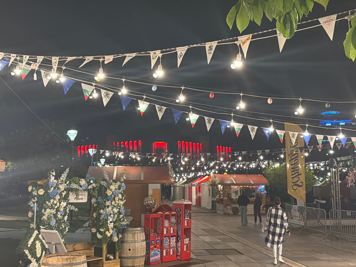 Evening scenes captured around Sofia festival market and surroundings