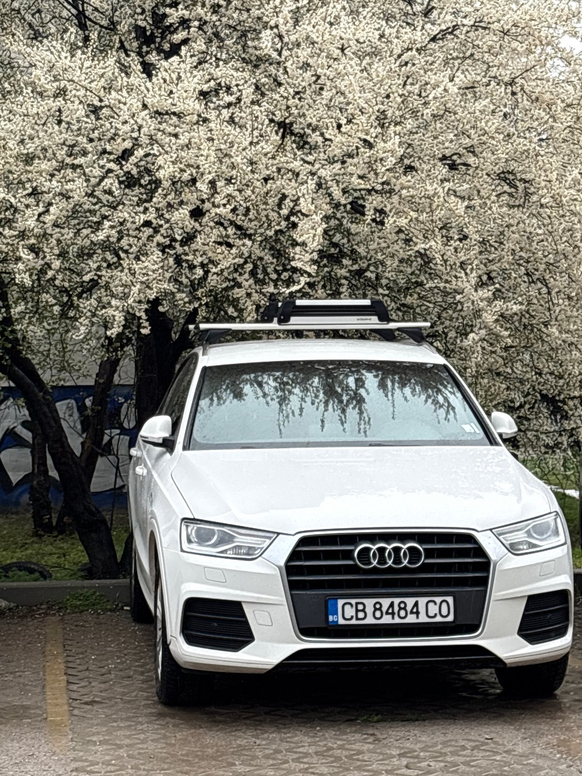 White Audi Q3 spotted parked in Sofia