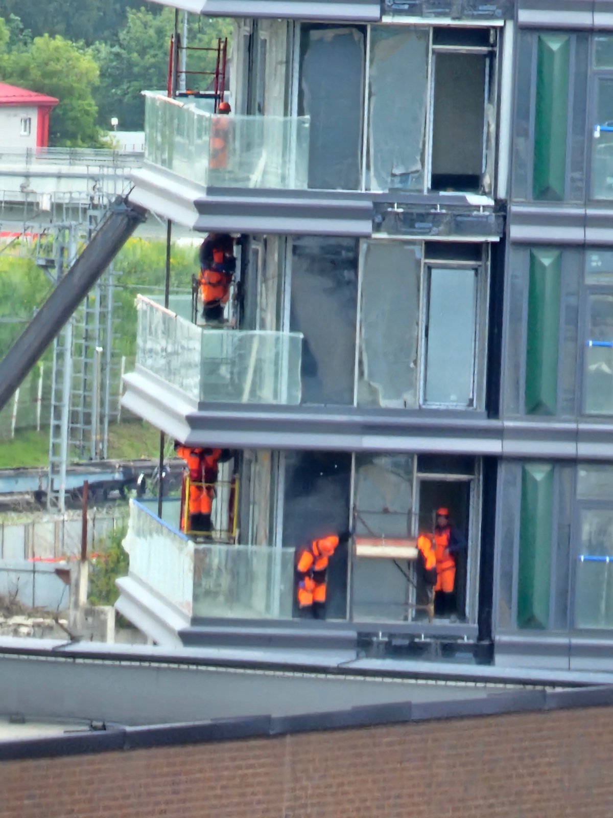 High-rise construction crew at work in Moscow