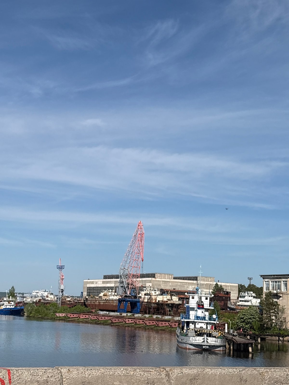 Industrial waterfront activity documented in Chaikovsky, Russia