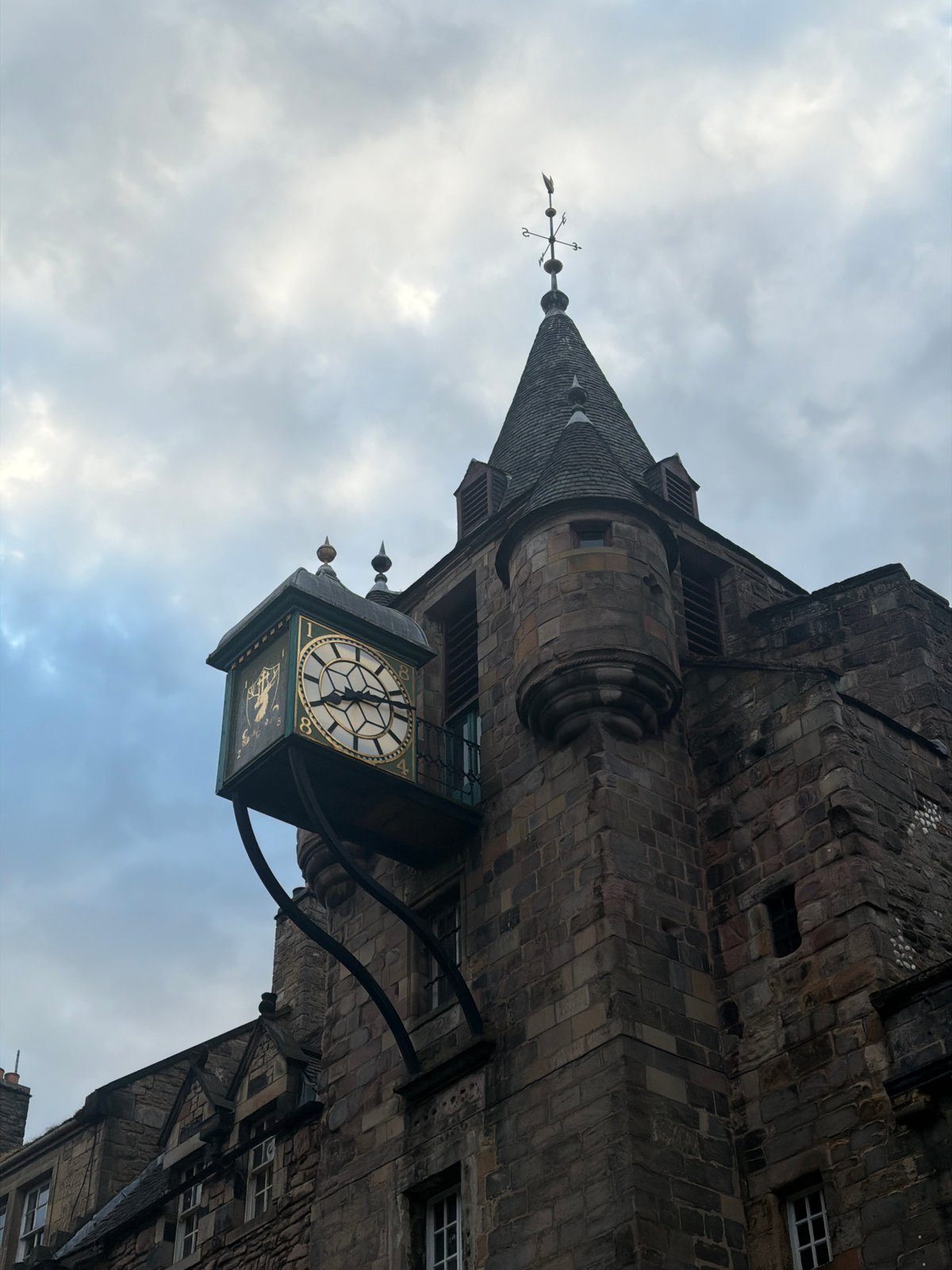 Edinburgh clock tower documented in evening light