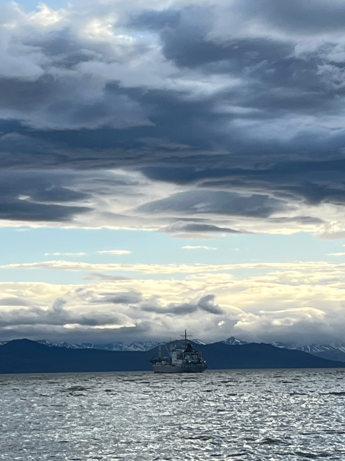 Overcast morning at a remote Russian coastal dock