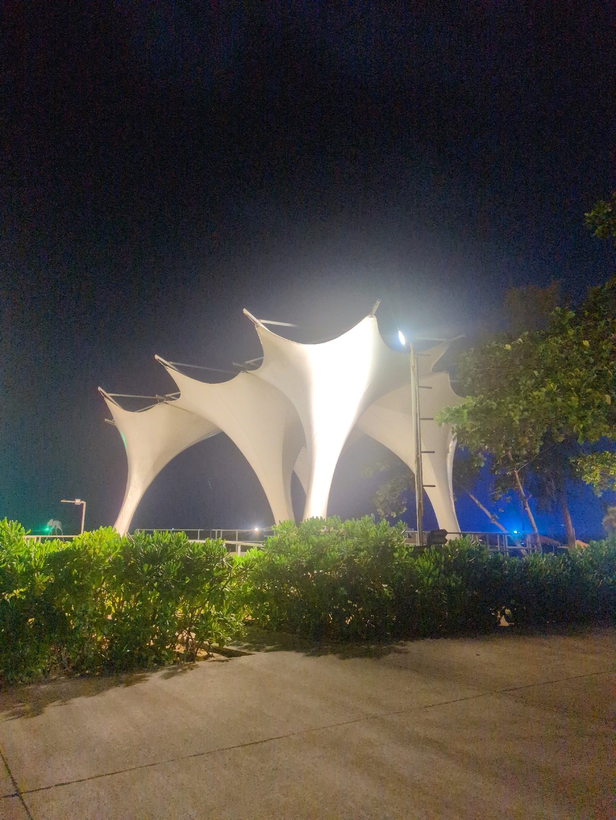 Nighttime documentation of illuminated pathways and resort areas in Phú Quốc