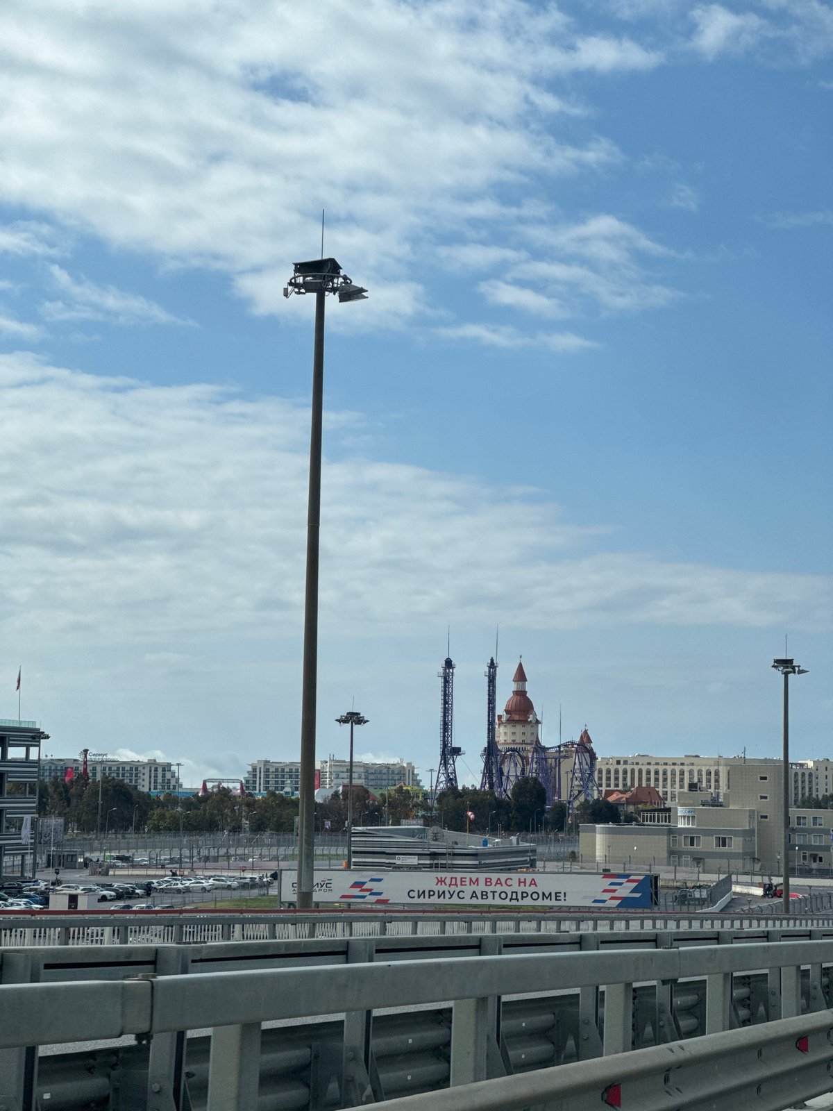Morning view of Sirius Autodrome shows security infrastructure