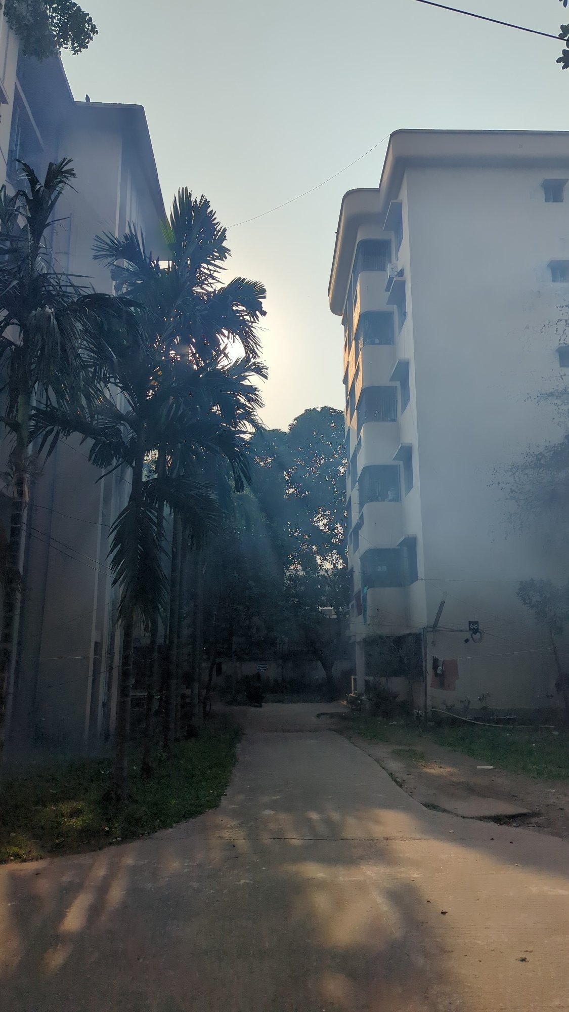 Man operates fogging equipment on Dhaka street