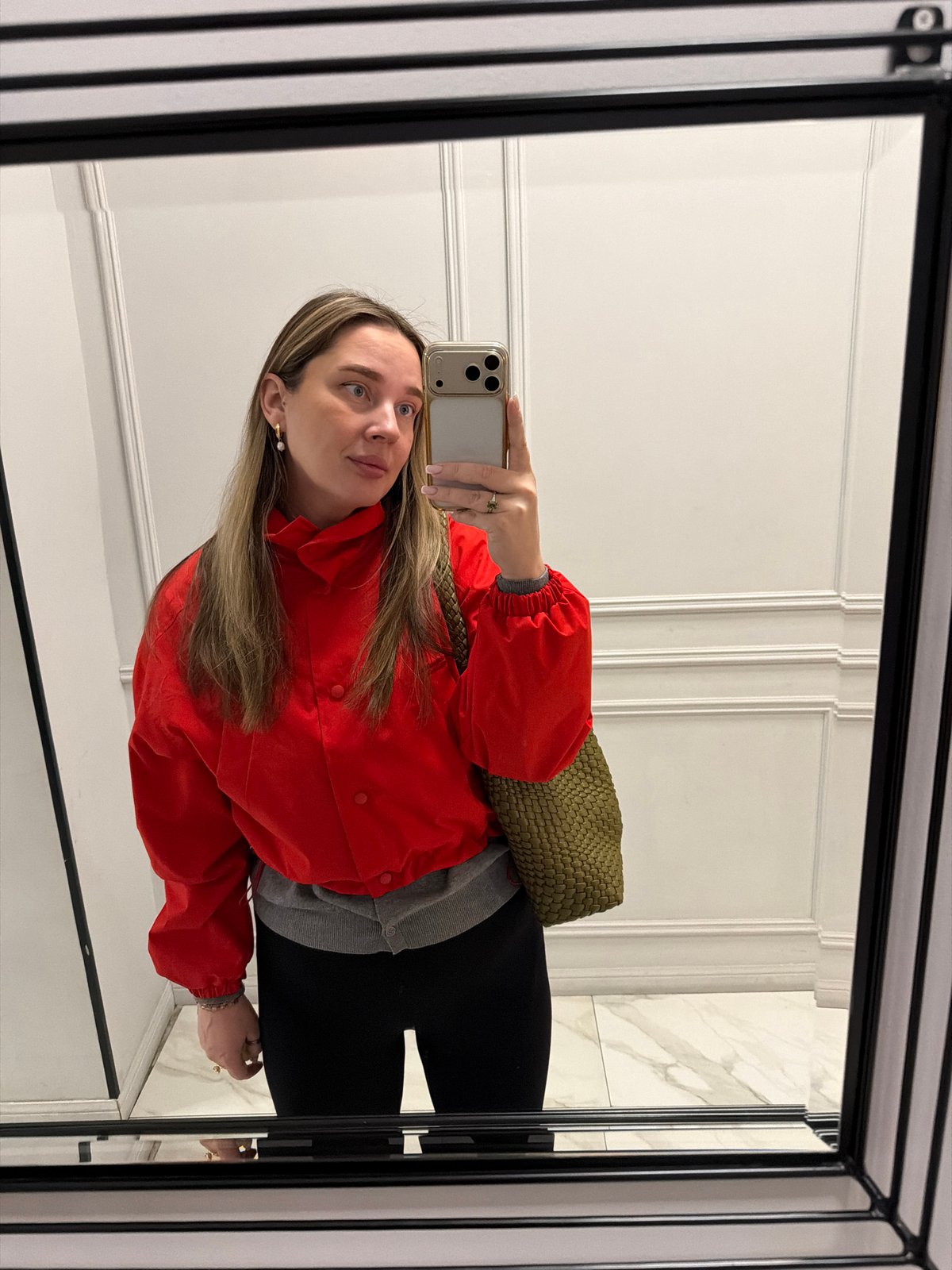 Woman takes morning selfies in Moscow apartment