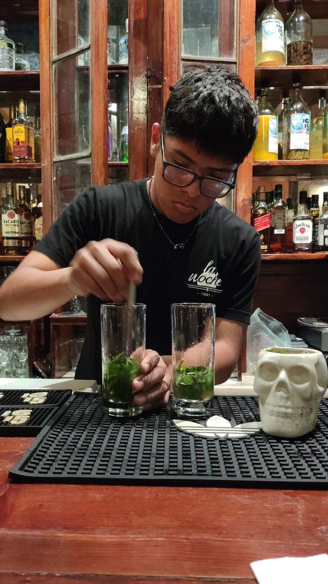 Early morning social gathering documented at Barranco bar