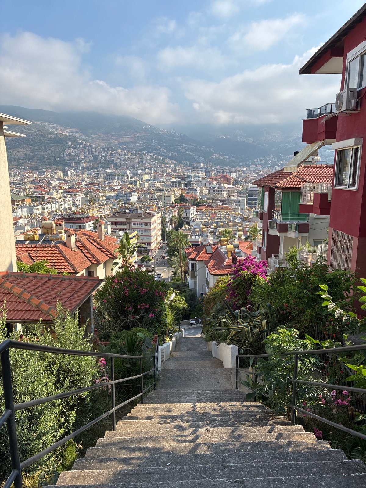 Morning hillside views capture Alanya cityscape from elevated vantage point