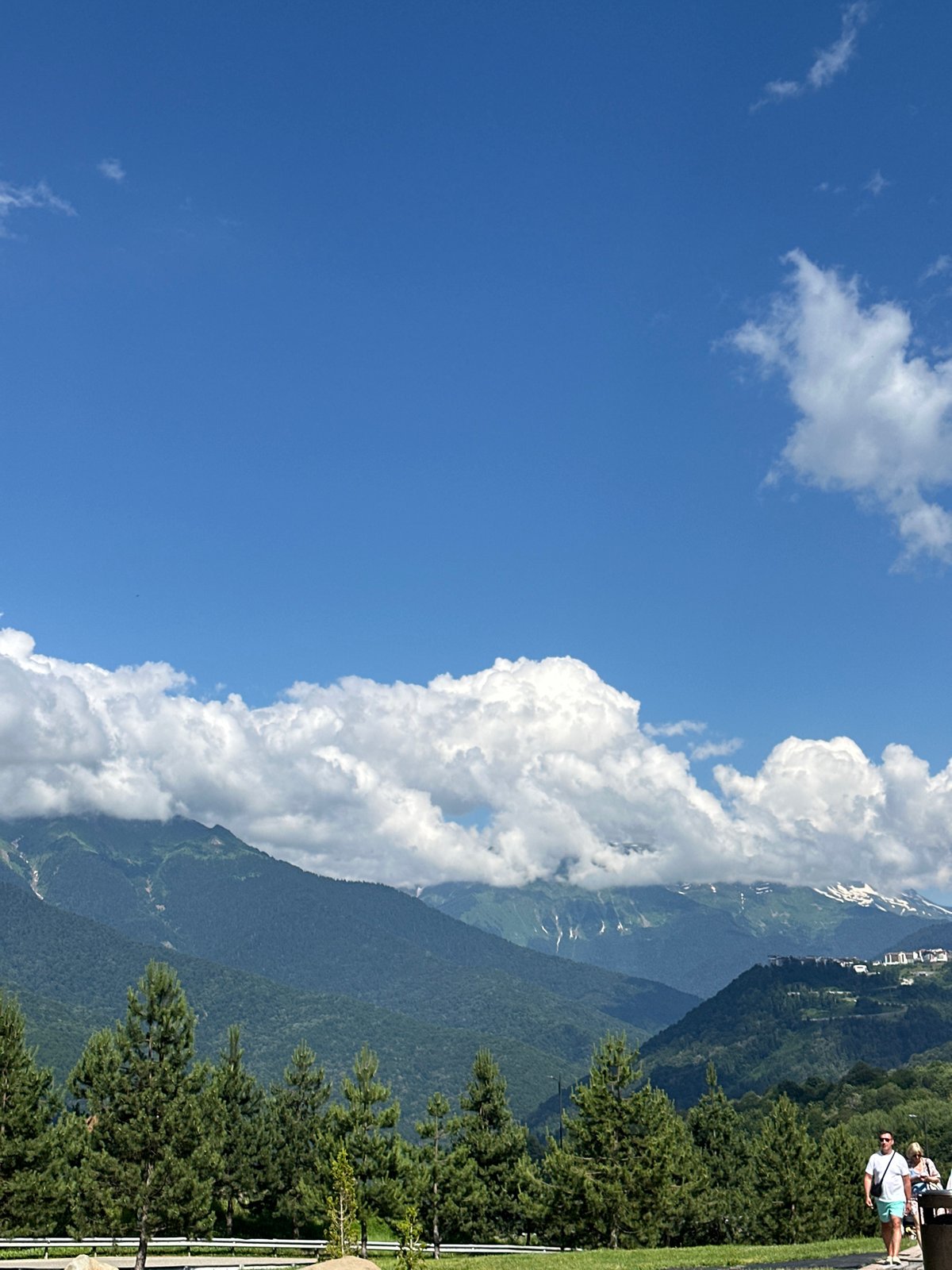 Summer afternoon at a mountain resort in Estosadok, Russia