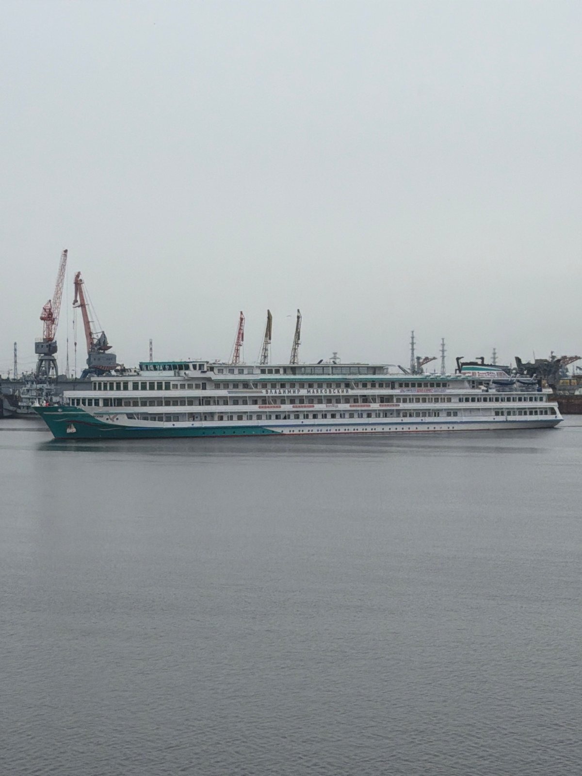 Cruise ship Vladimir Mayakovsky docked in Chaikovsky, Russia