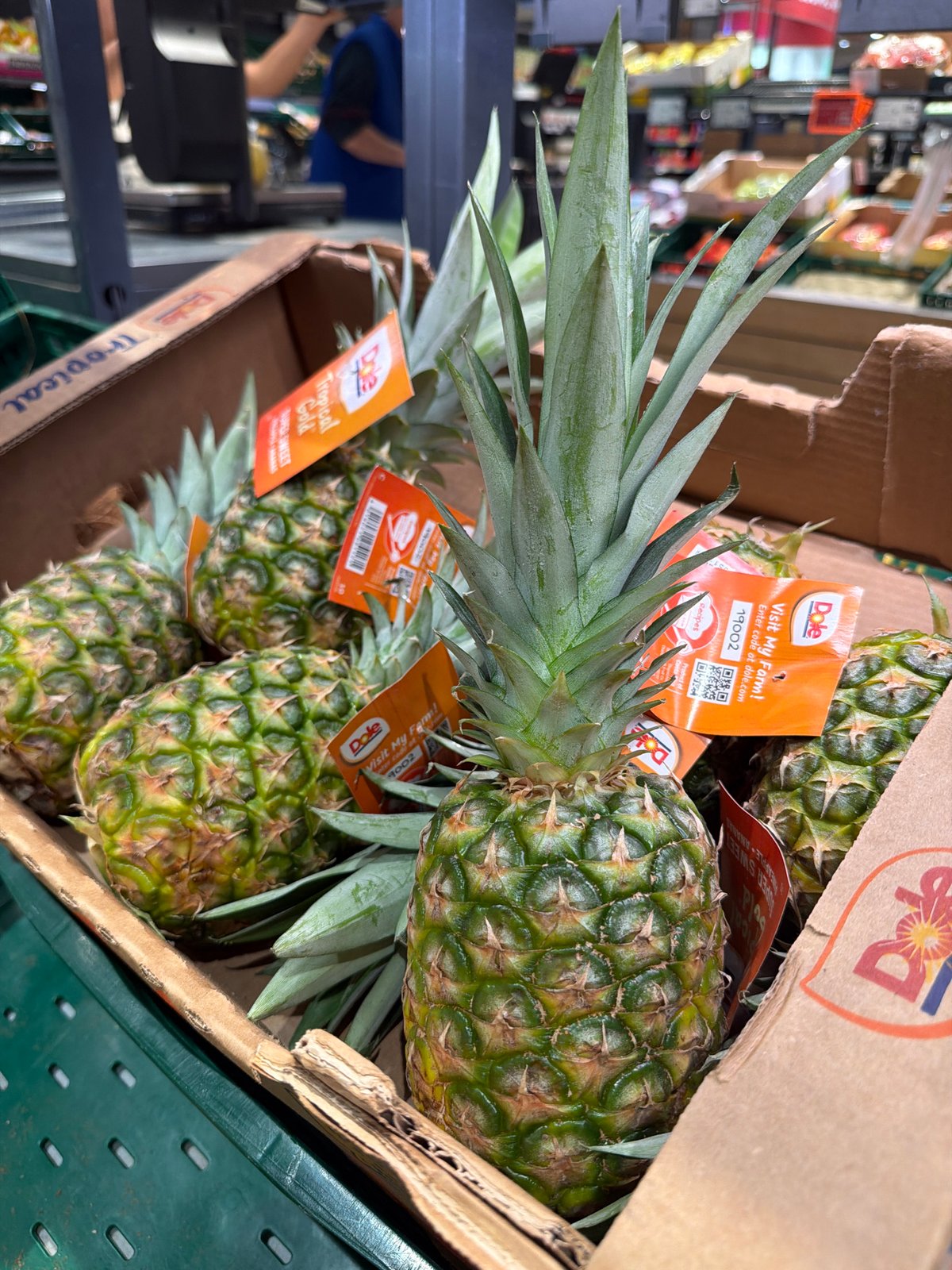 Dole pineapples displayed at Sofia grocery store