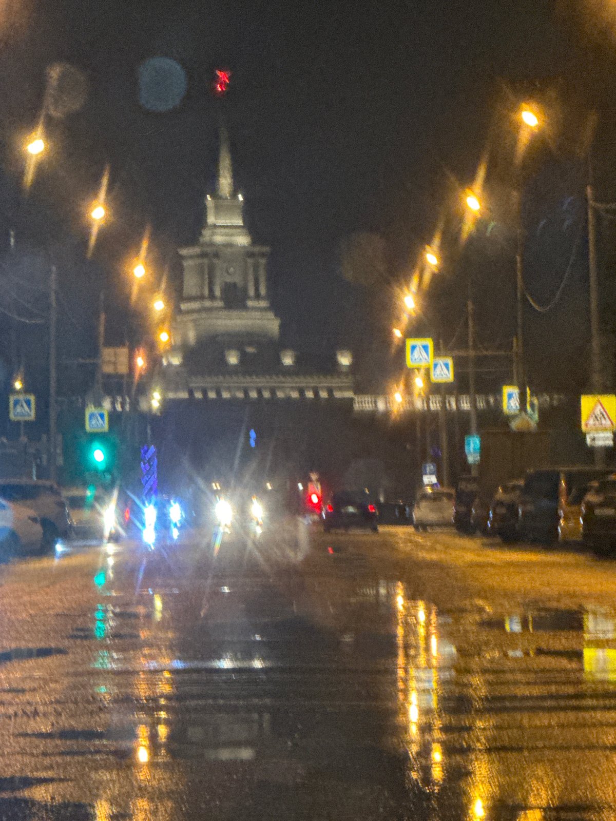 Rainy evening documented across Krasnoyarsk city center