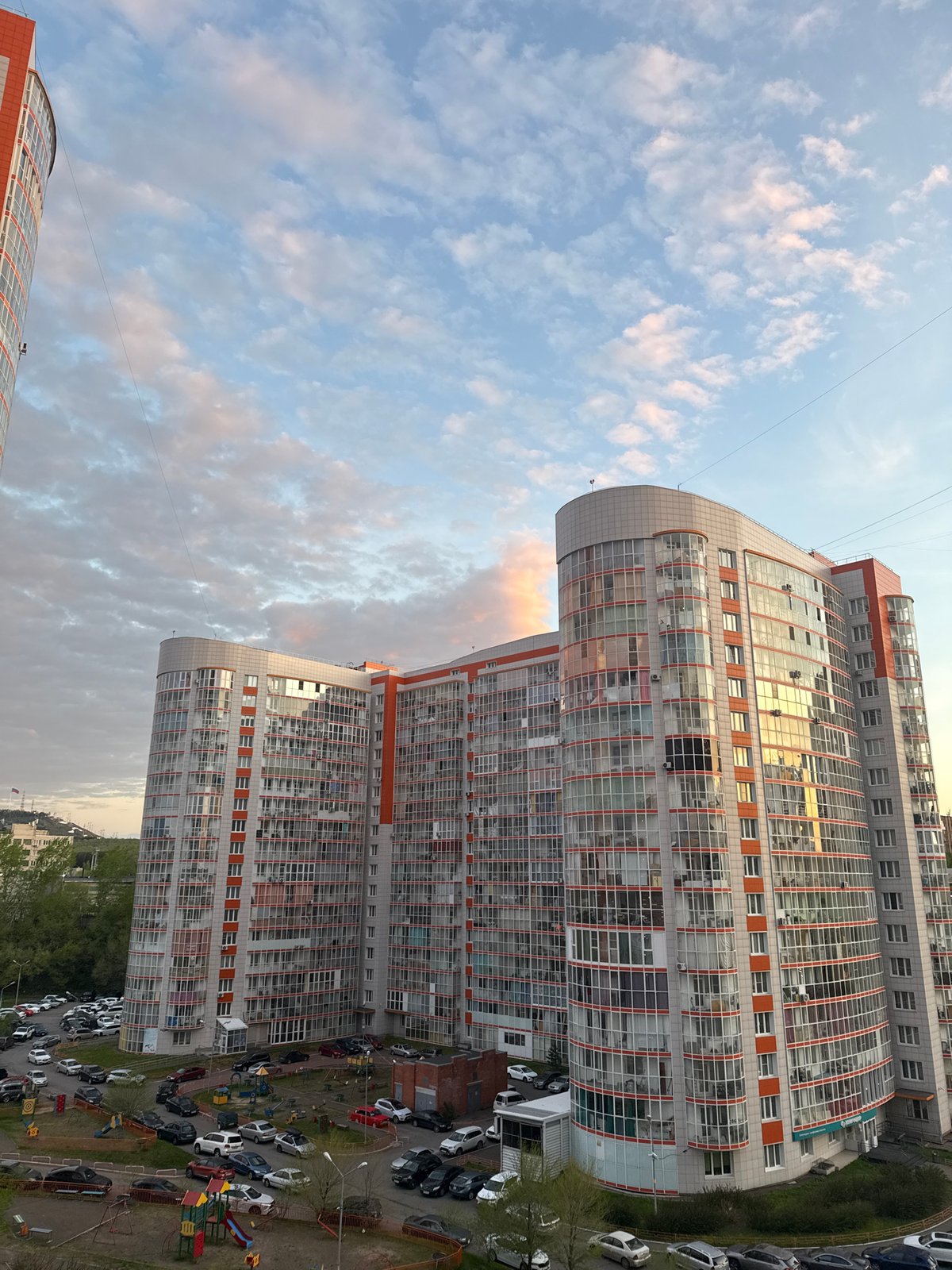 Evening domestic life captured around Krasnoyarsk TV tower