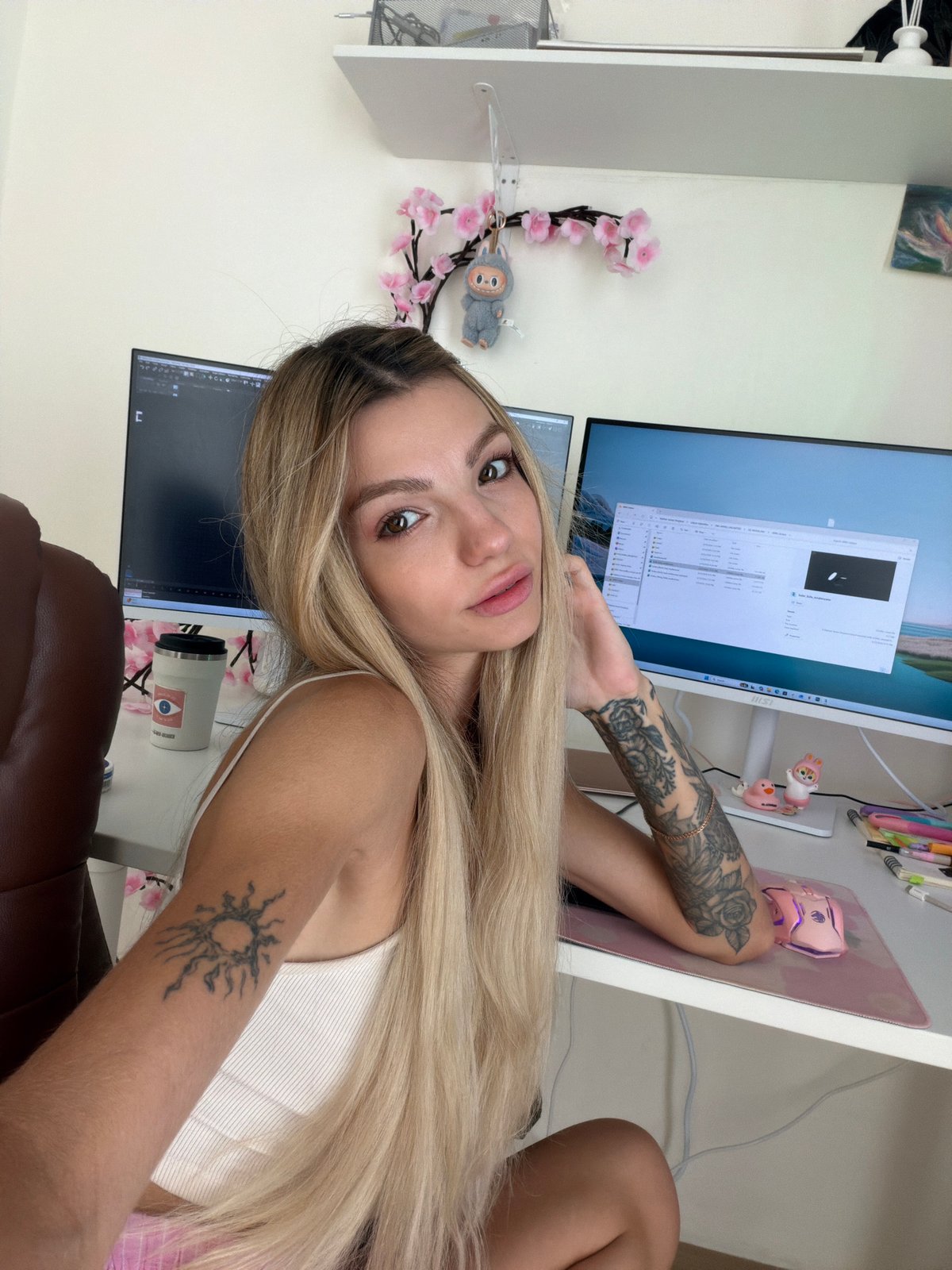 Dual-monitor home office setup in Baan Bang Rak, Thailand