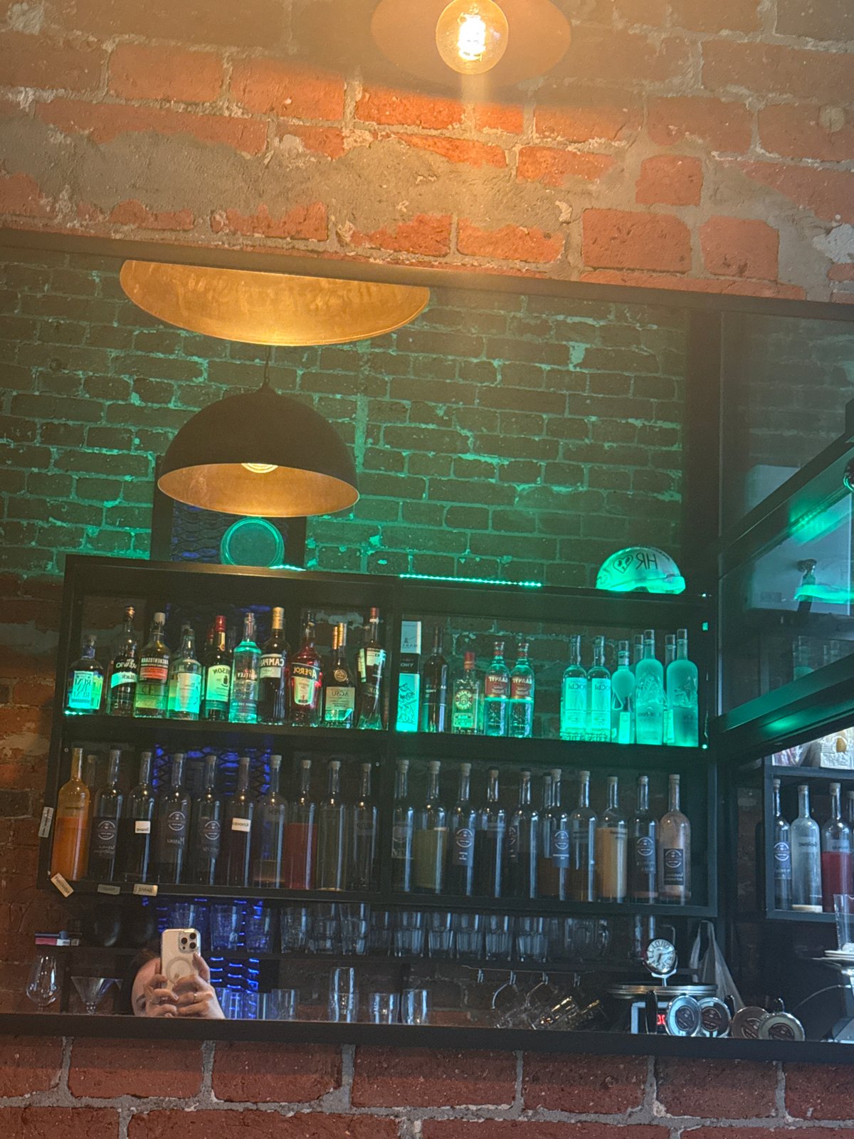 Moscow bar visit documented with food, drinks, interior details