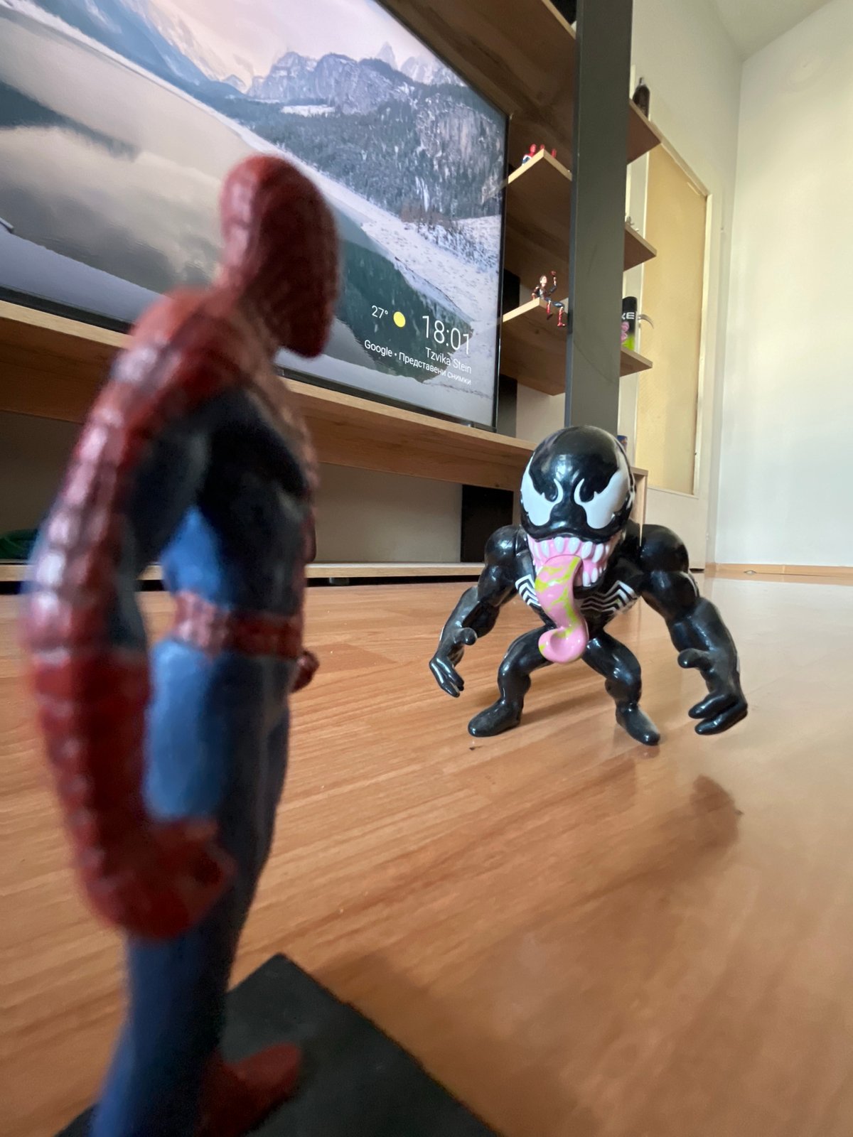 Marvel action figure collection on display at home in Shumen