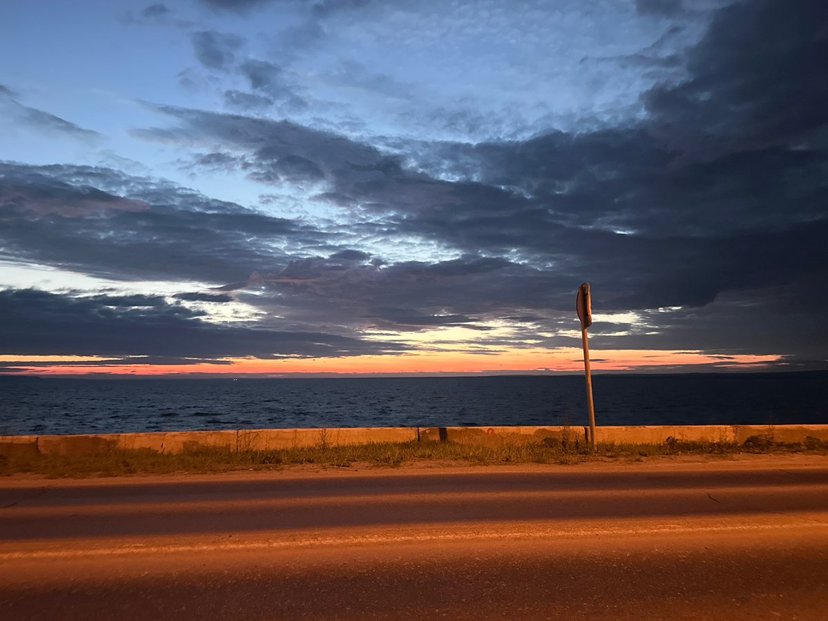 Twilight scenes captured along Chaikovsky embankment and roadside