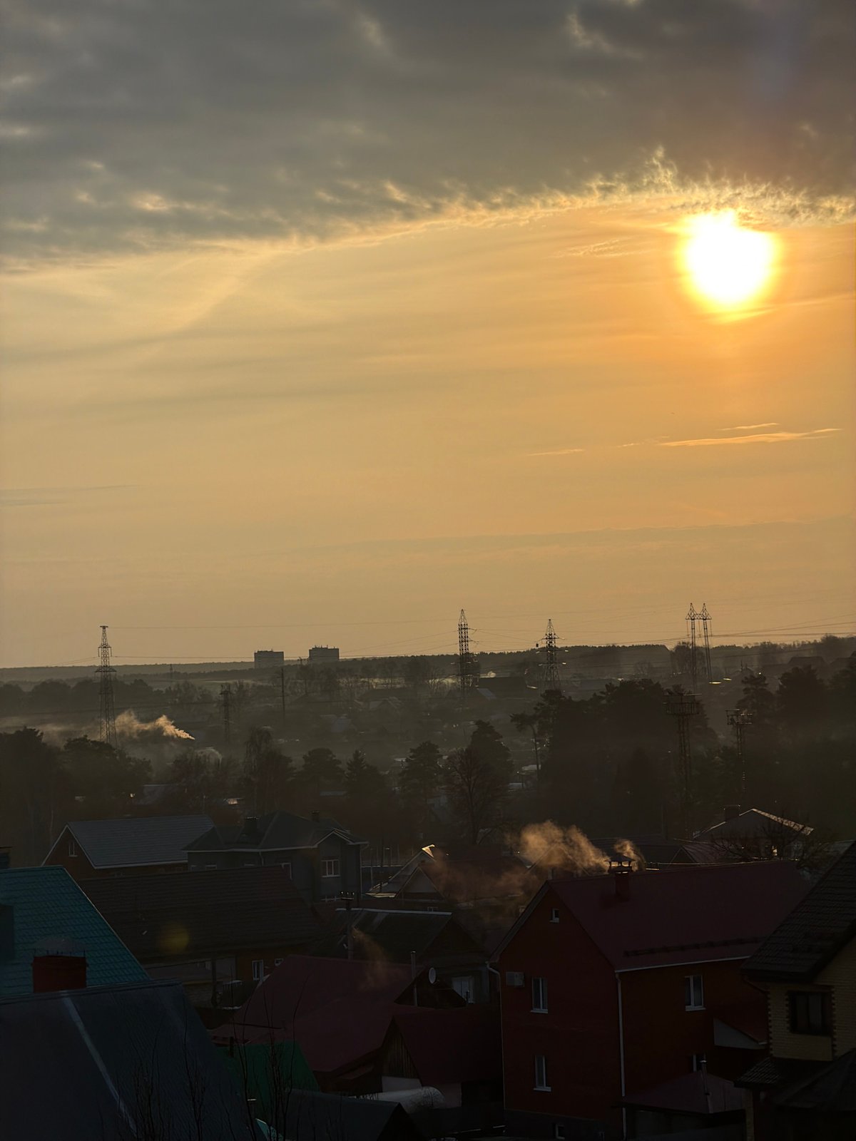Dawn breaks over residential Chaikovsky, Russia