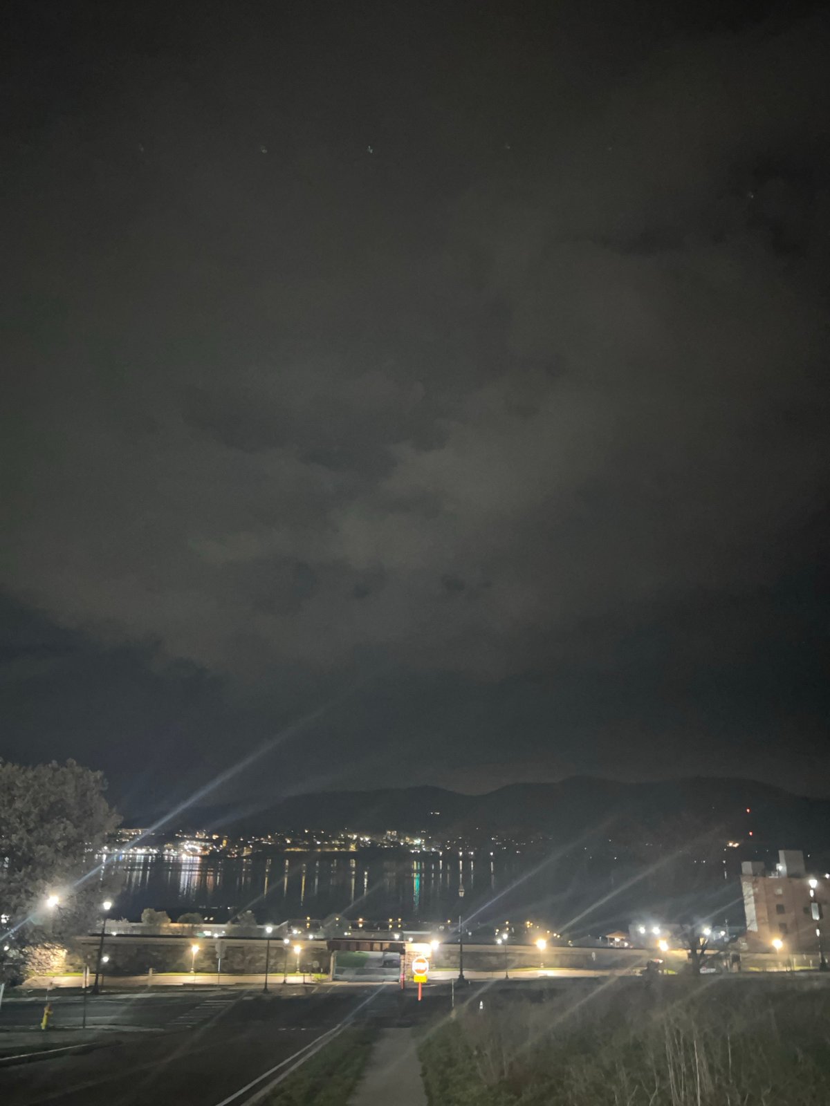 Late-night dog walk documented along Hudson River in Newburgh