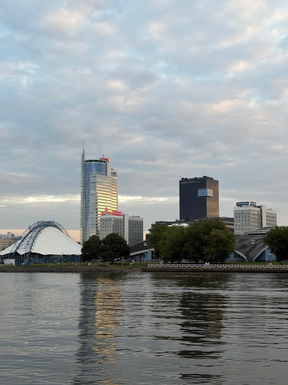 Evening scenes around Minsk landmarks and waterfront