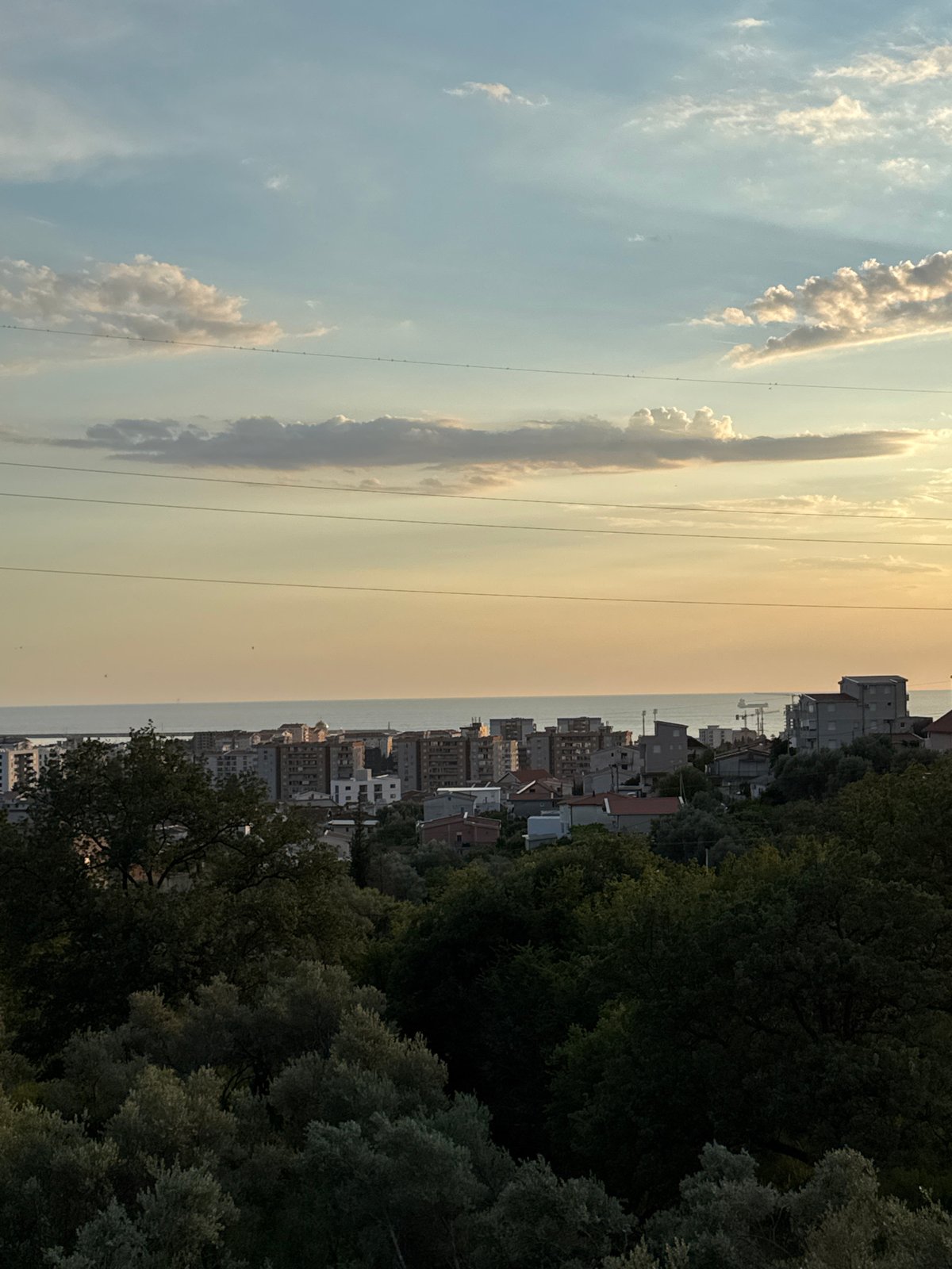 Balcony evening in Sustaš: terrier, sunset, Adriatic hills