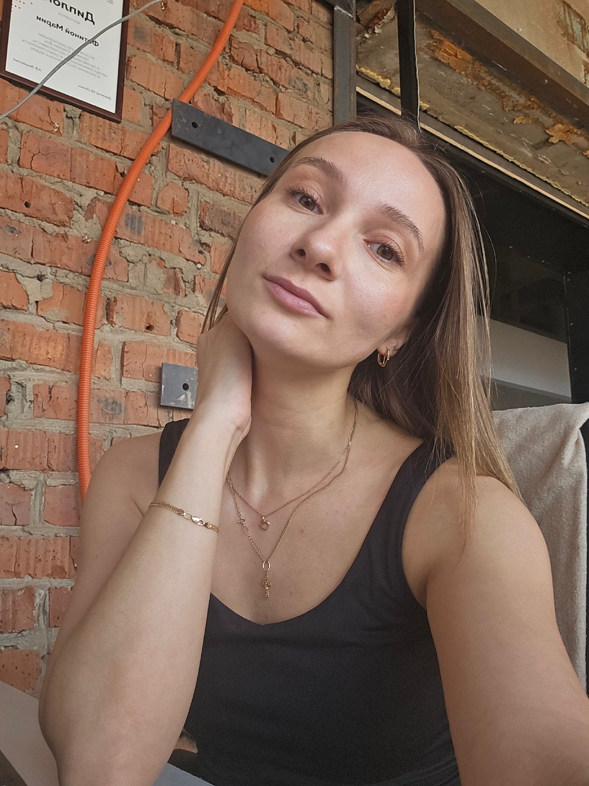 Woman takes morning selfies in Chaikovsky, Russia