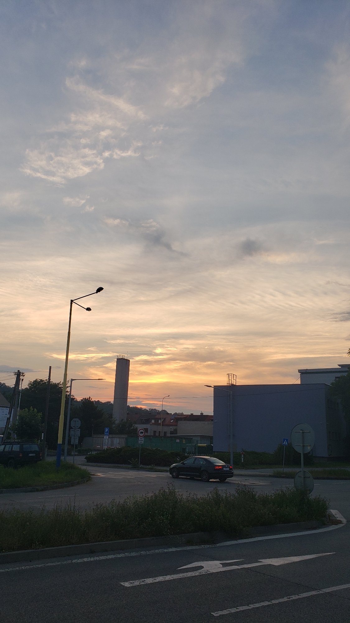 Summer sunset across Prešov, streets and skyline glowing