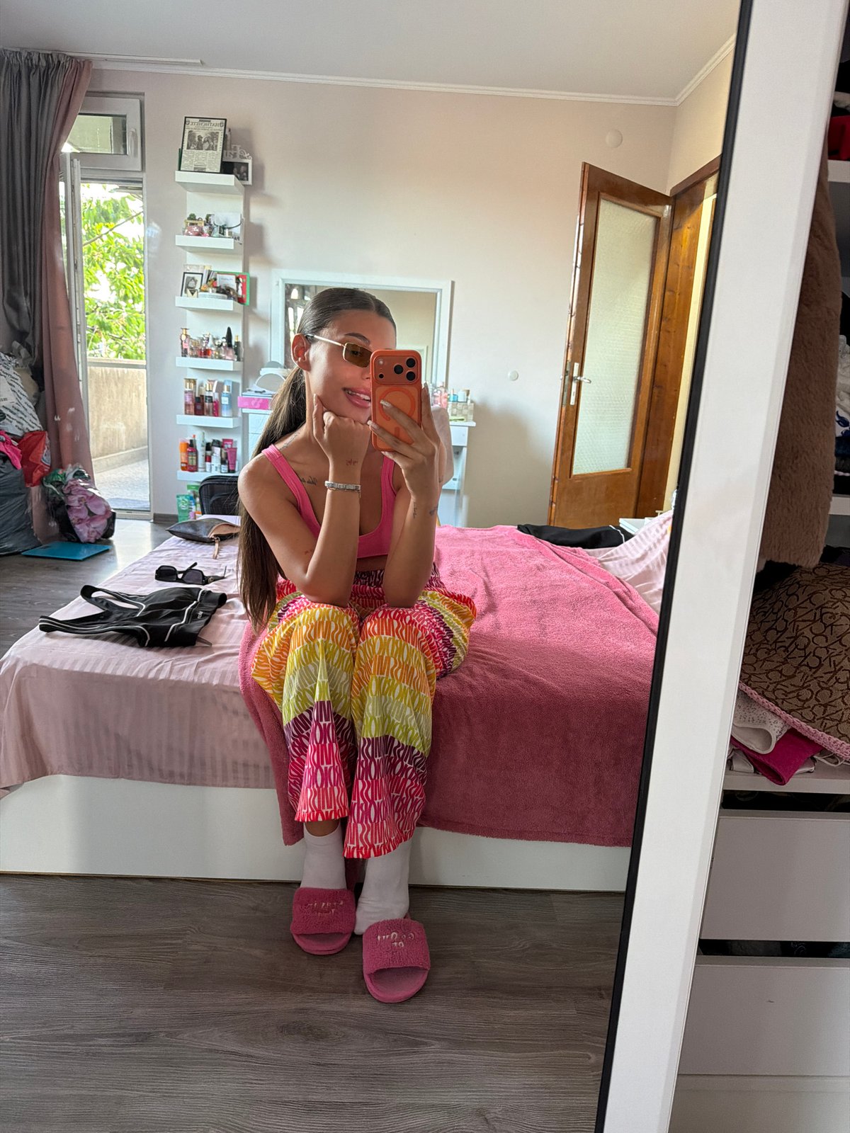 Mirror selfie session in a Karnobat bedroom